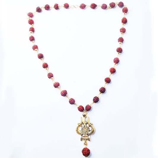 Panchmukhi Rudraksha Mala with Trishul Abhimantrit in Kashi